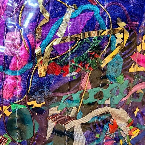 Northern Brights Confetti Mylar Recycled Trash Art Bag Purse Colorful Art Deco - Picture 4 of 13